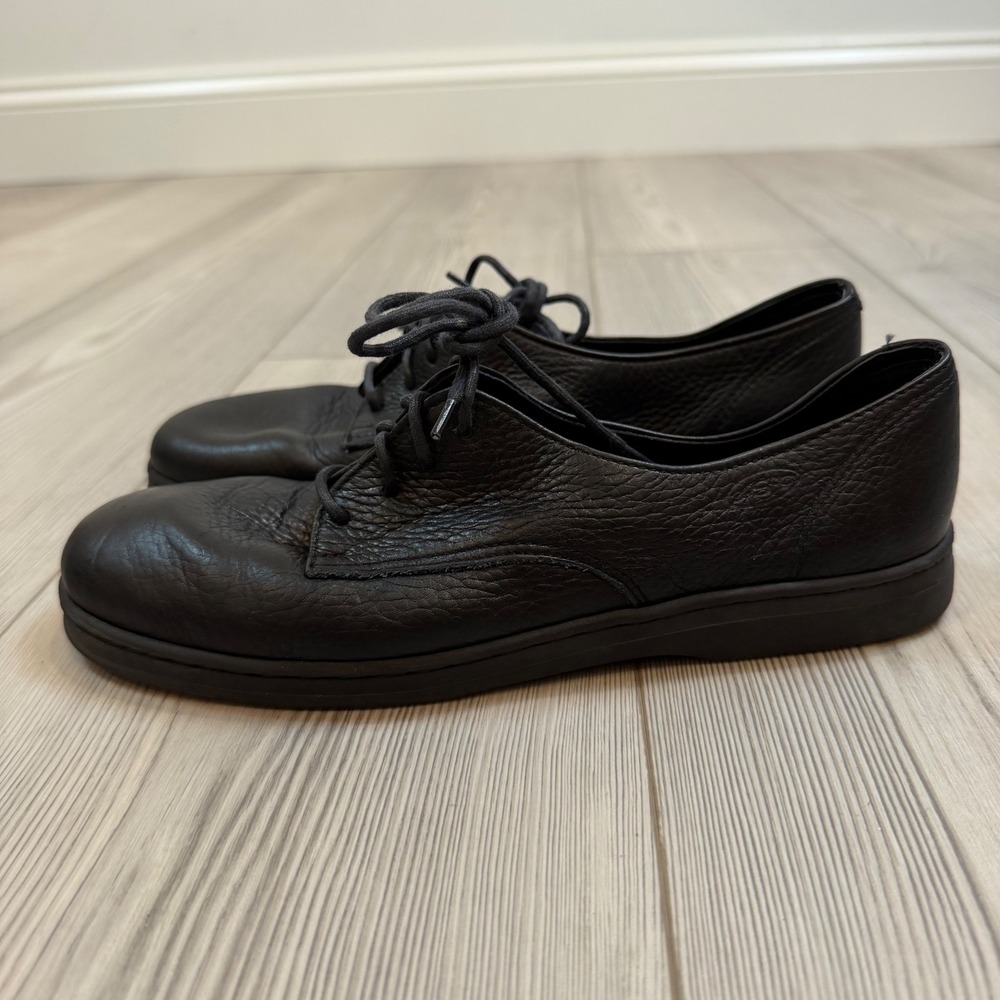 Azaleia Black Leather Lace Up Oxfords Shoes Womens 8 Brazil Comfort Flats